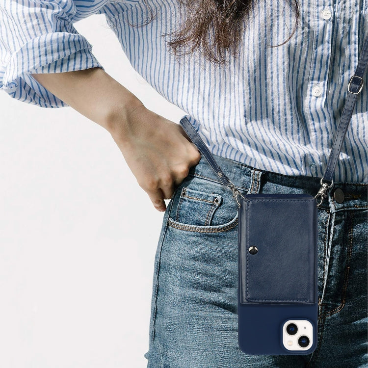 For iPhone 14 Plus Crossbody Lanyard Wallet Card Bag Phone Case
