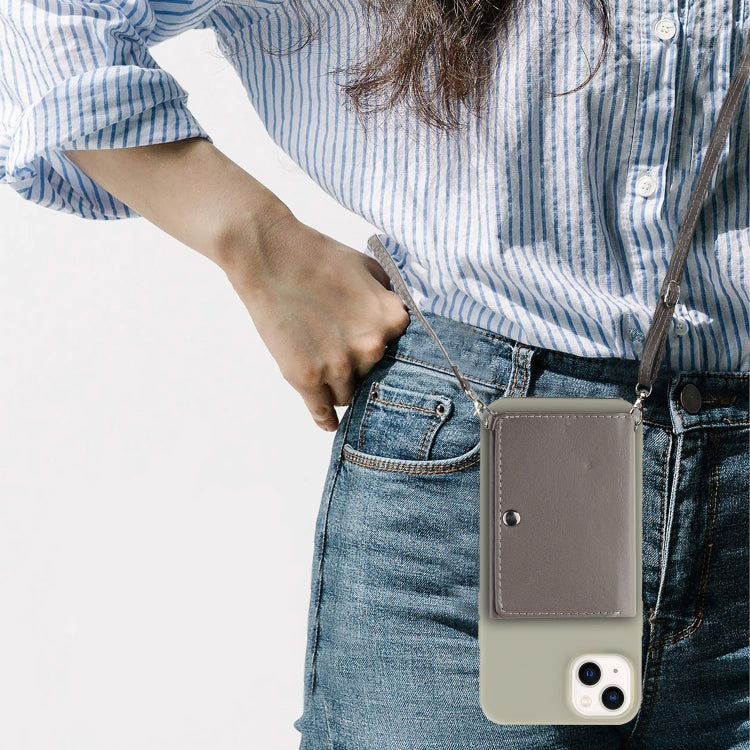 For iPhone 14 Plus Crossbody Lanyard Wallet Card Bag Phone Case