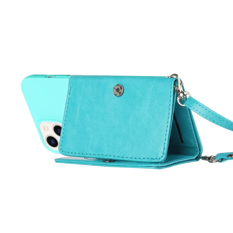 For iPhone 14 Plus Crossbody Lanyard Wallet Card Bag Phone Case