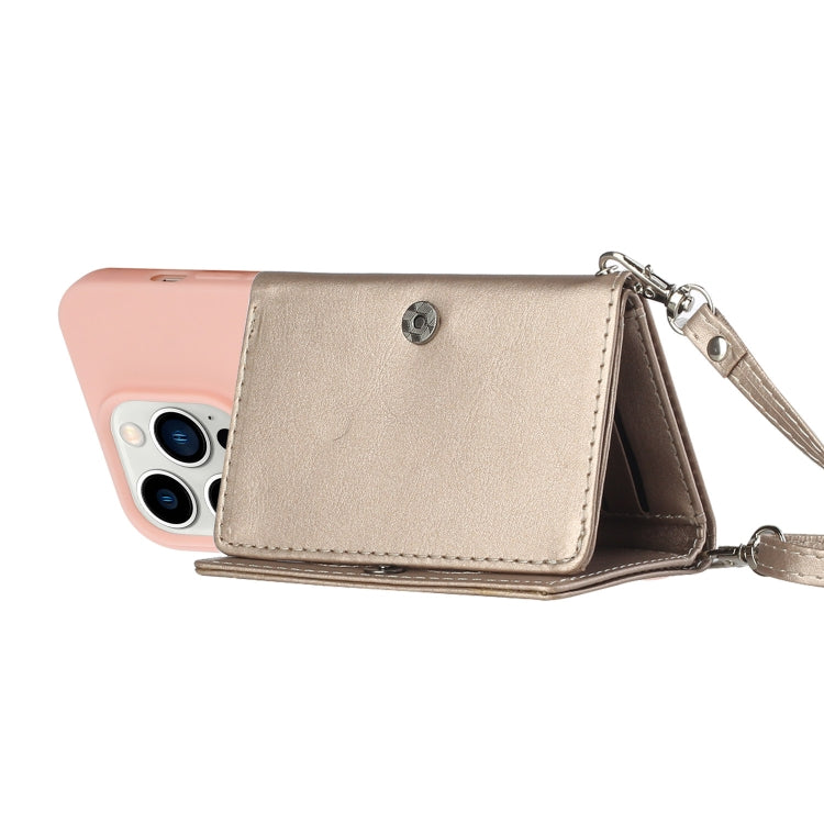 For iPhone 14 Pro Crossbody Lanyard Wallet Card Bag Phone Case