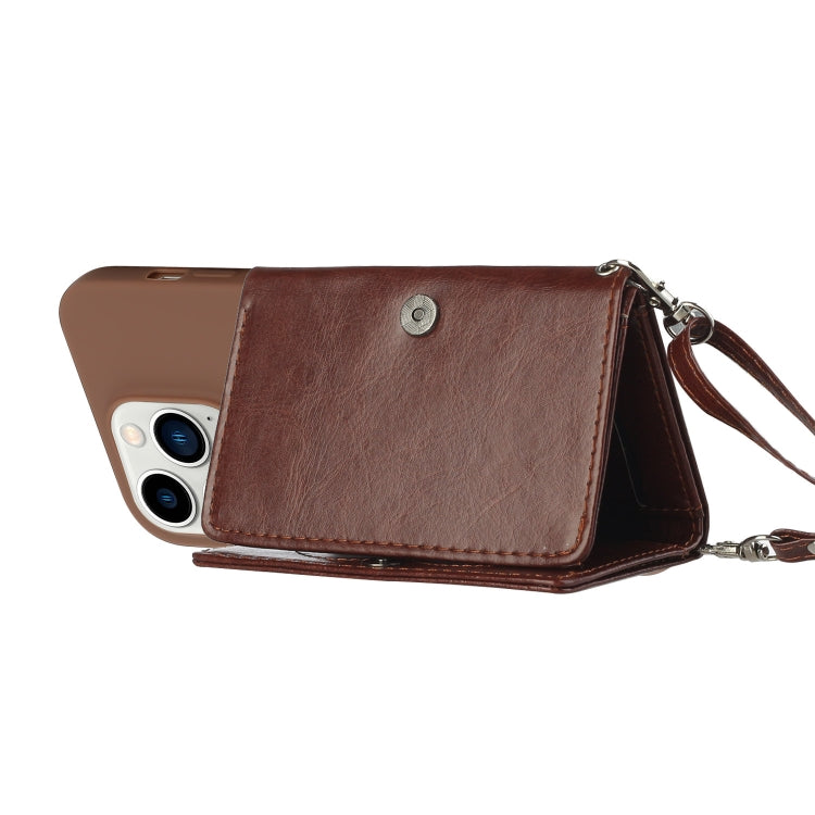 For iPhone 14 Pro Max Crossbody Lanyard Wallet Card Bag Phone Case