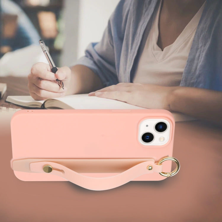 For iPhone 14 Plus Wrist Strap Holder TPU Phone Case