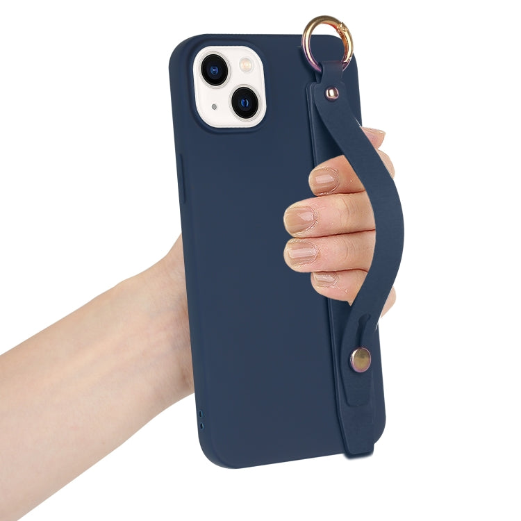 For iPhone 14 Plus Wrist Strap Holder TPU Phone Case
