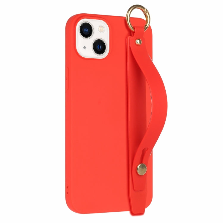 For iPhone 14 Plus Wrist Strap Holder TPU Phone Case