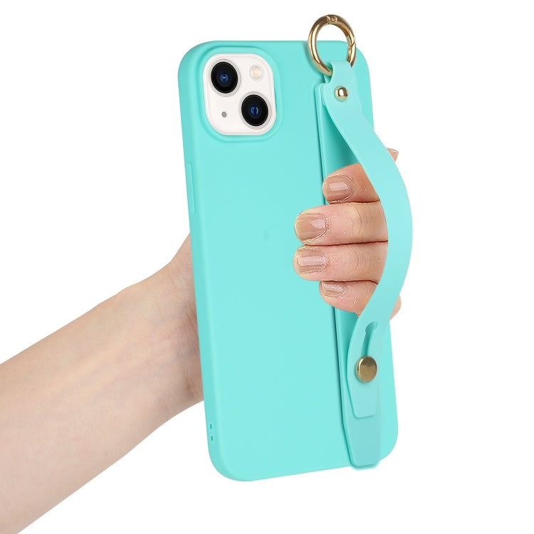 For iPhone 14 Plus Wrist Strap Holder TPU Phone Case
