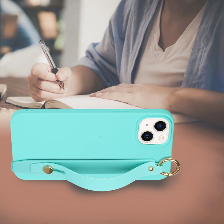 For iPhone 14 Plus Wrist Strap Holder TPU Phone Case