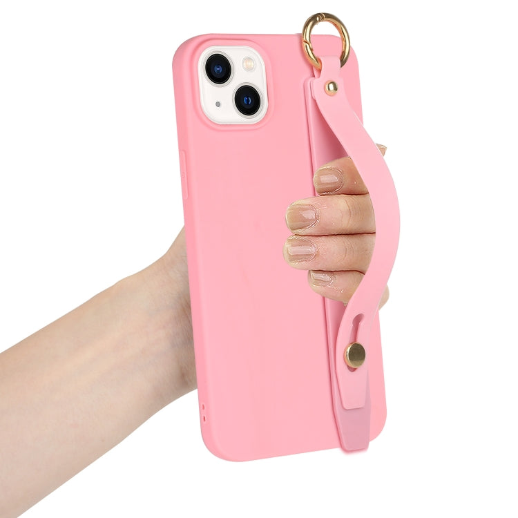 For iPhone 14 Plus Wrist Strap Holder TPU Phone Case