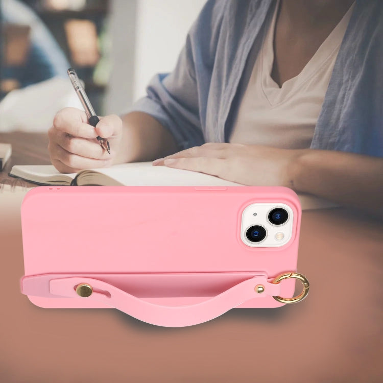 For iPhone 14 Plus Wrist Strap Holder TPU Phone Case