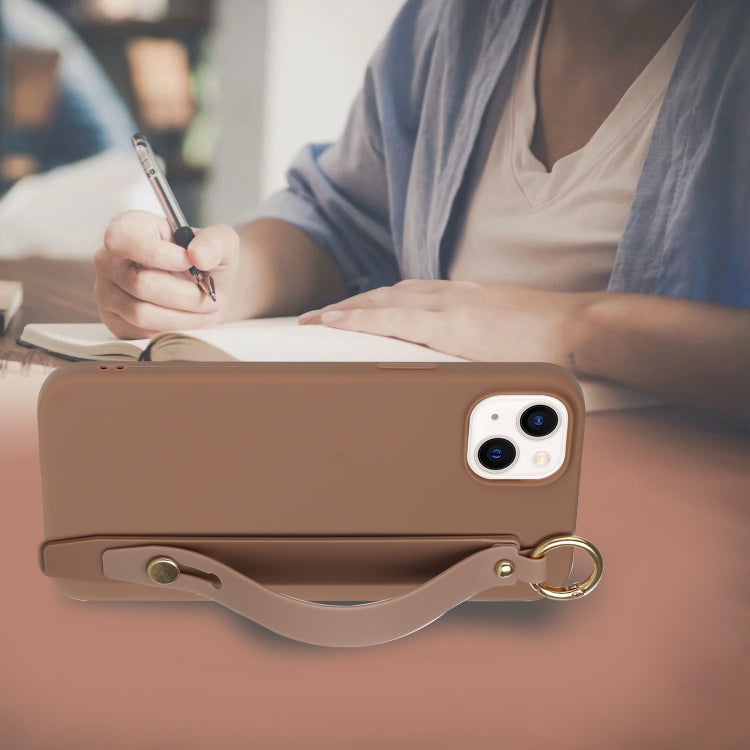 For iPhone 14 Plus Wrist Strap Holder TPU Phone Case