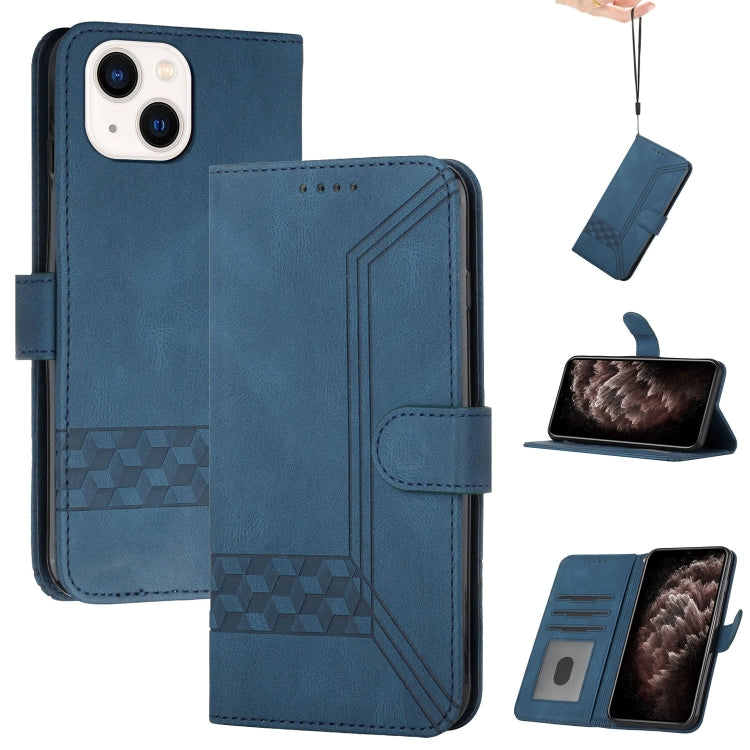For iPhone 14 Plus Cubic Skin Feel Flip Leather Phone Case