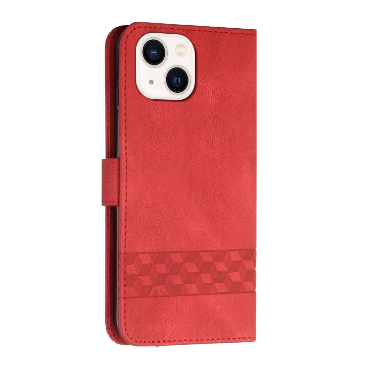 For iPhone 14 Plus Cubic Skin Feel Flip Leather Phone Case