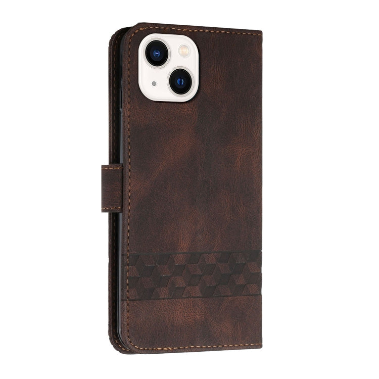For iPhone 14 Plus Cubic Skin Feel Flip Leather Phone Case