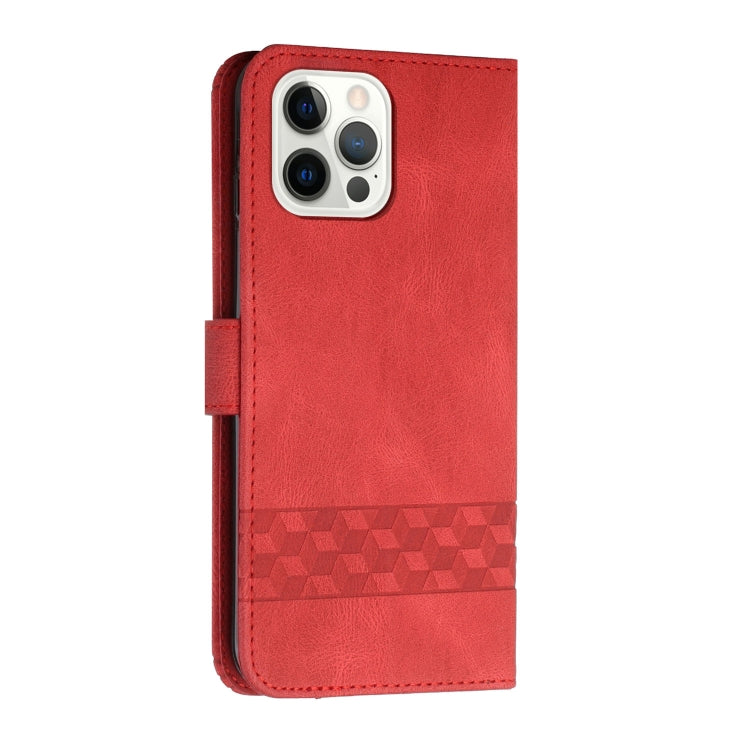 For iPhone 14 Pro Max Cubic Skin Feel Flip Leather Phone Case