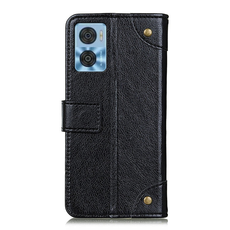 For Motorola Moto E22 4G/E22i Copper Buckle Nappa Texture Leather Phone Case
