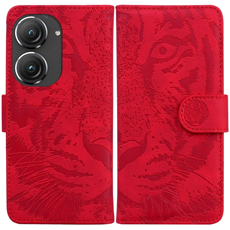 For Asus Zenfone 9 Tiger Embossing Pattern Flip Leather Phone Case