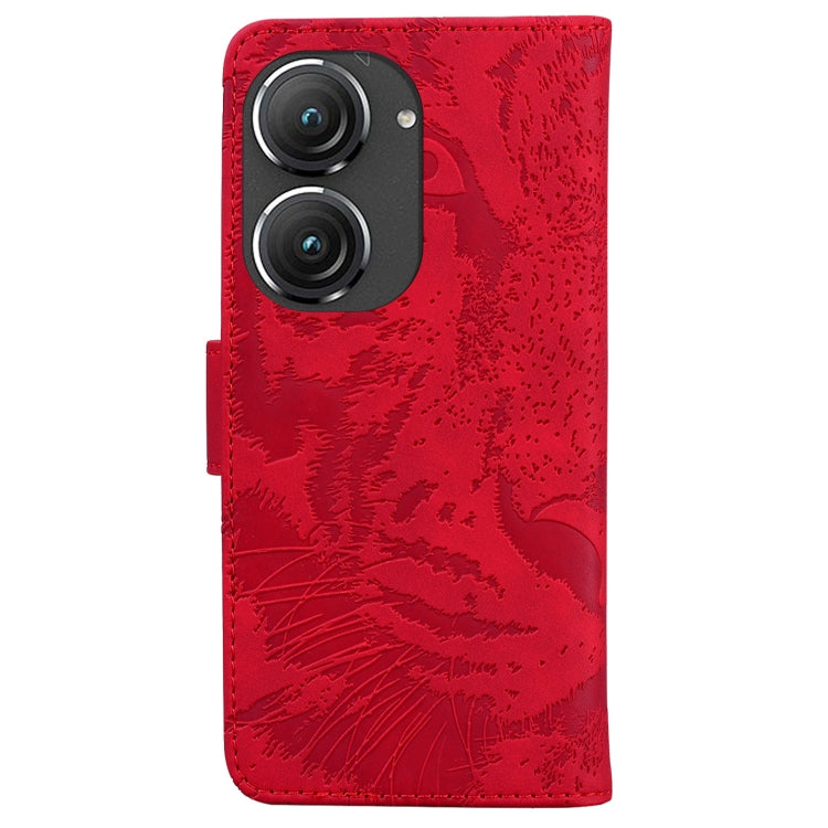 For Asus Zenfone 9 Tiger Embossing Pattern Flip Leather Phone Case