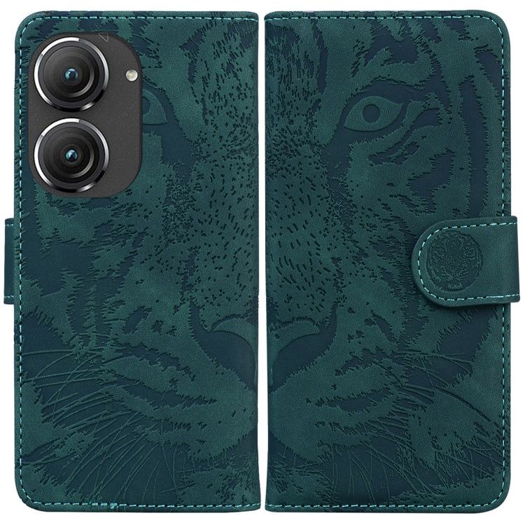 For Asus Zenfone 9 Tiger Embossing Pattern Flip Leather Phone Case