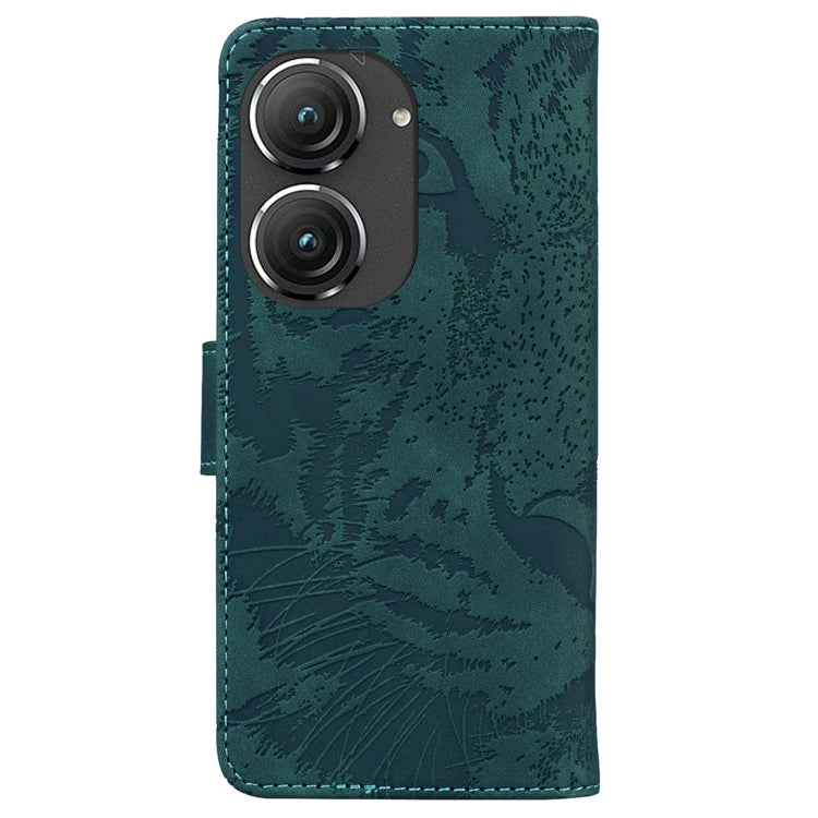 For Asus Zenfone 9 Tiger Embossing Pattern Flip Leather Phone Case