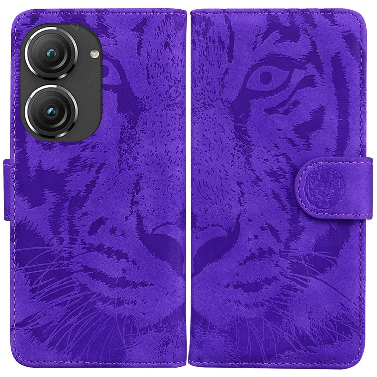 For Asus Zenfone 9 Tiger Embossing Pattern Flip Leather Phone Case