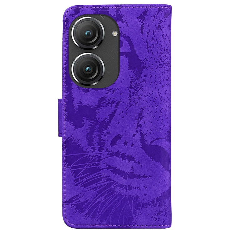 For Asus Zenfone 9 Tiger Embossing Pattern Flip Leather Phone Case