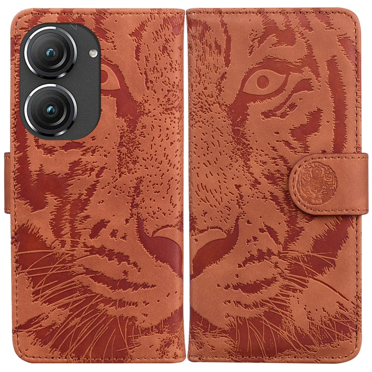 For Asus Zenfone 9 Tiger Embossing Pattern Flip Leather Phone Case