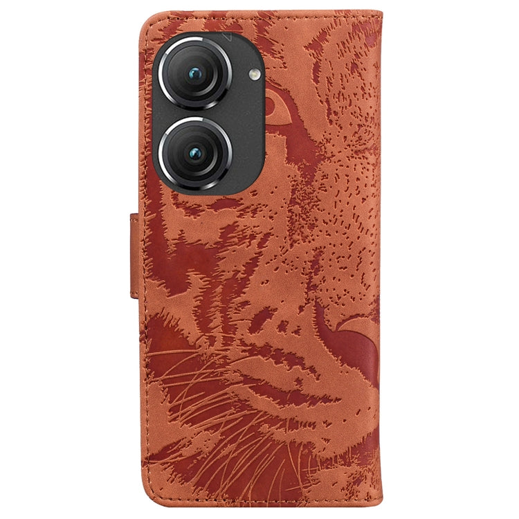 For Asus Zenfone 9 Tiger Embossing Pattern Flip Leather Phone Case