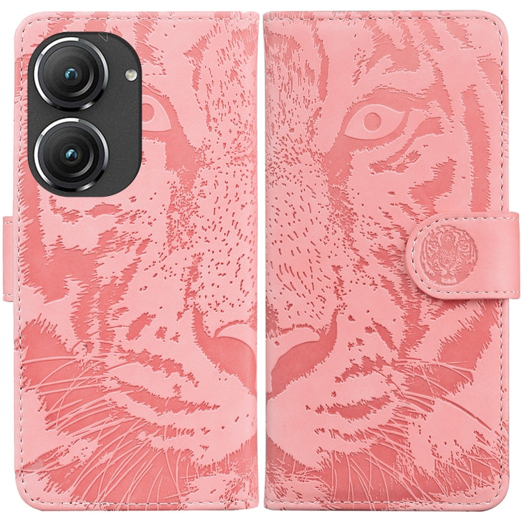 For Asus Zenfone 9 Tiger Embossing Pattern Flip Leather Phone Case