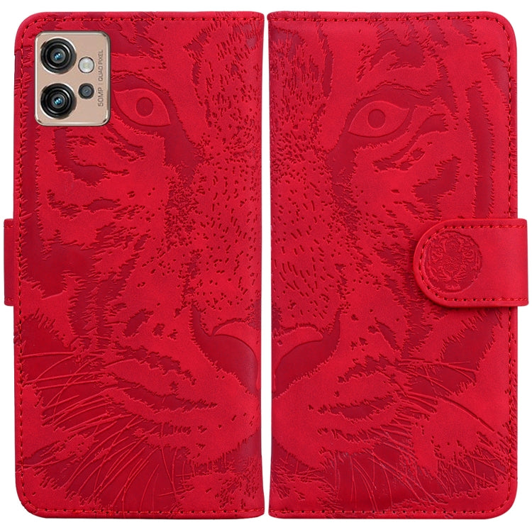 For Motorola Moto G32 Tiger Embossing Pattern Flip Leather Phone Case