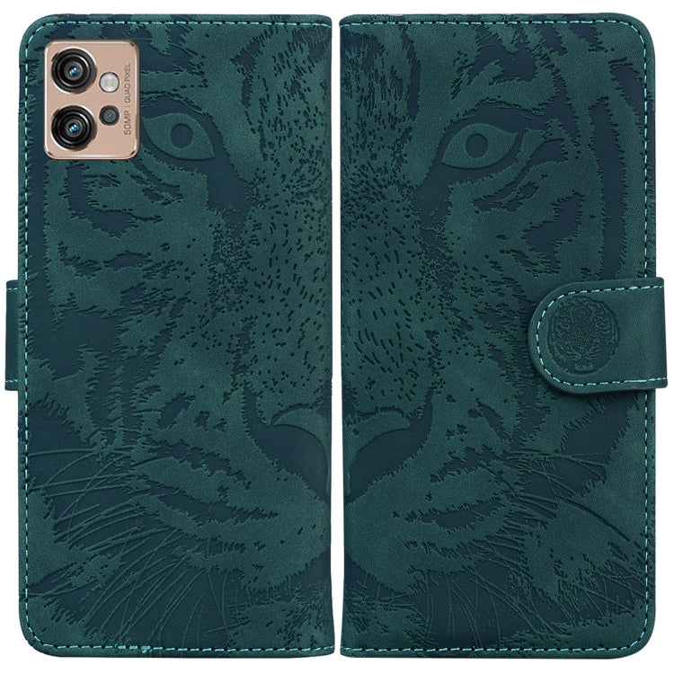 For Motorola Moto G32 Tiger Embossing Pattern Flip Leather Phone Case