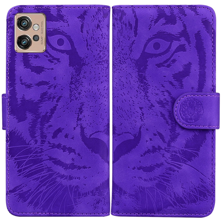 For Motorola Moto G32 Tiger Embossing Pattern Flip Leather Phone Case