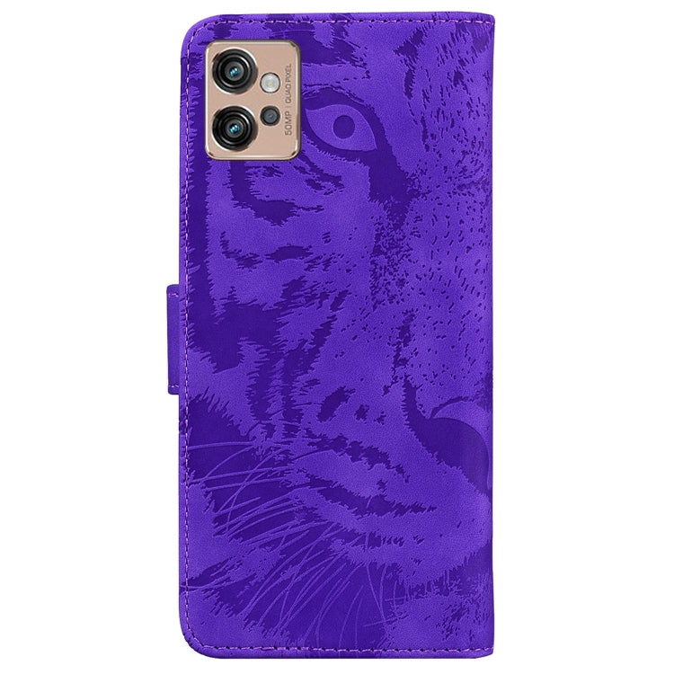 For Motorola Moto G32 Tiger Embossing Pattern Flip Leather Phone Case