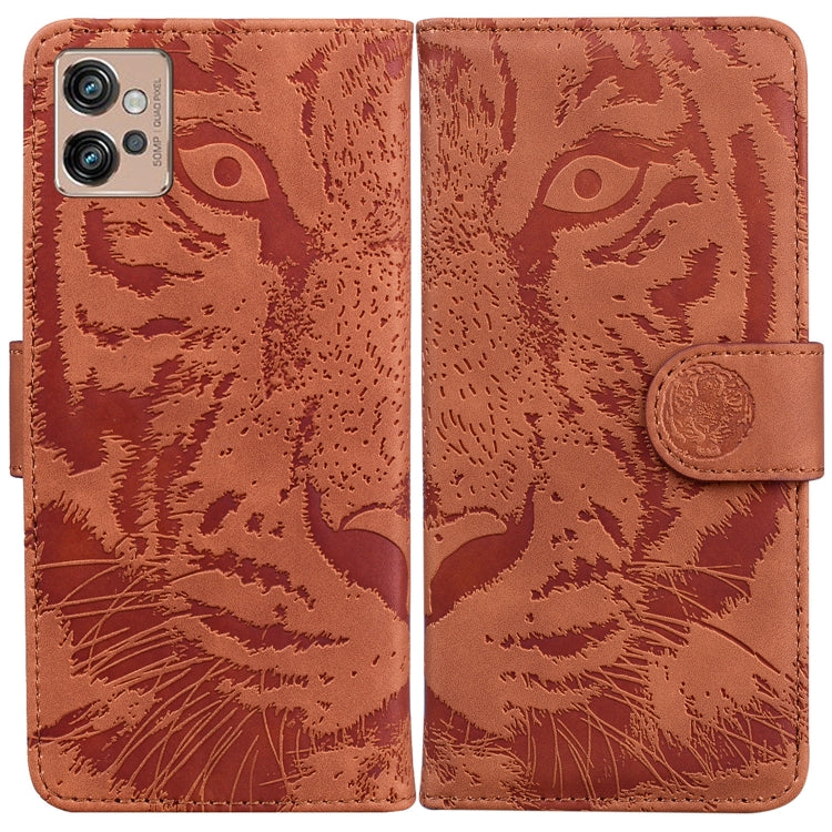 For Motorola Moto G32 Tiger Embossing Pattern Flip Leather Phone Case