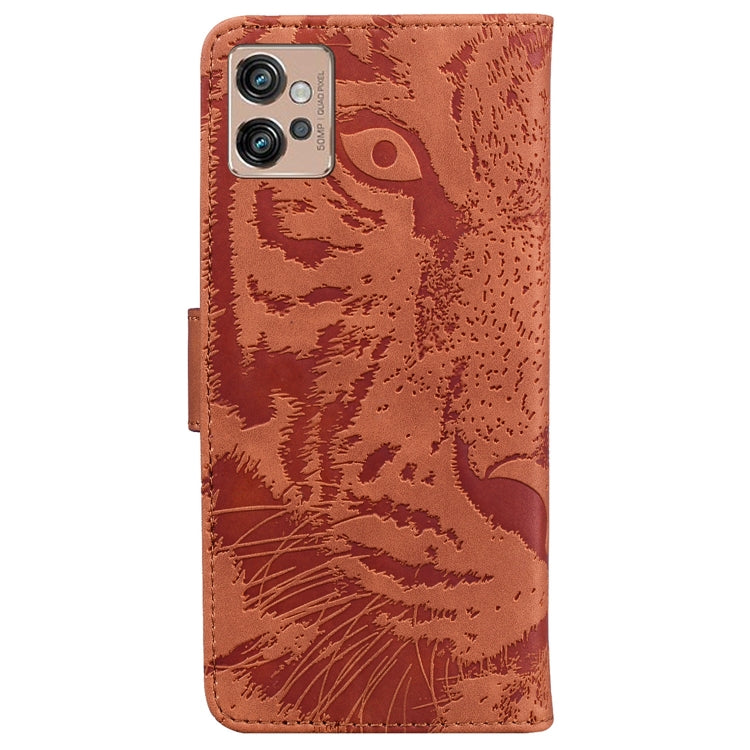 For Motorola Moto G32 Tiger Embossing Pattern Flip Leather Phone Case