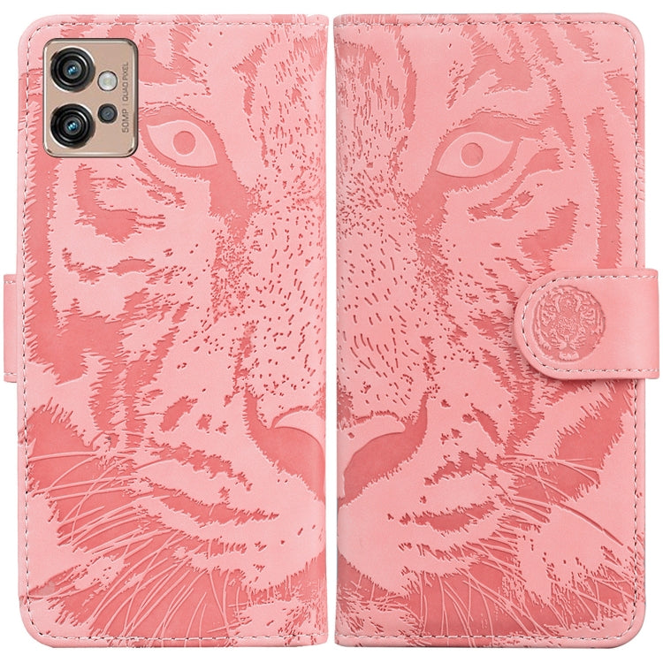 For Motorola Moto G32 Tiger Embossing Pattern Flip Leather Phone Case