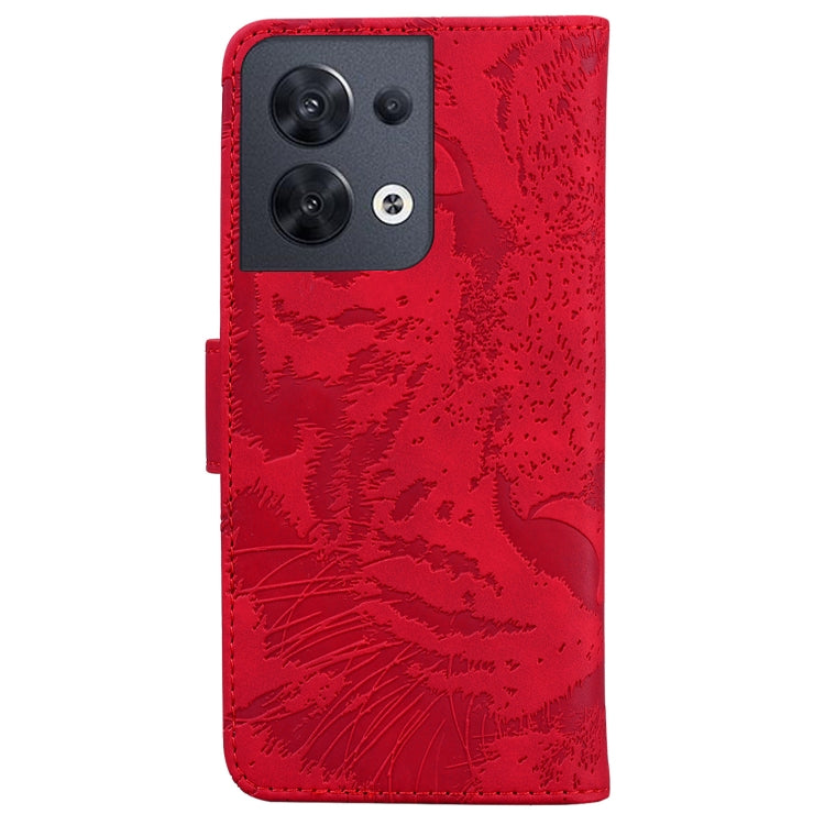 For OPPO Reno8 Tiger Embossing Pattern Flip Leather Phone Case