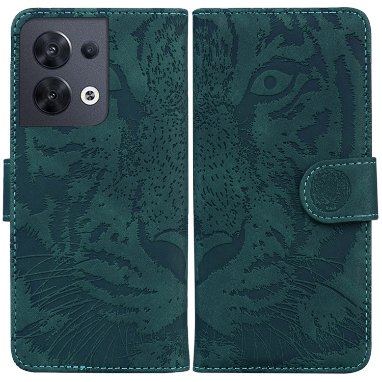 For OPPO Reno8 Tiger Embossing Pattern Flip Leather Phone Case