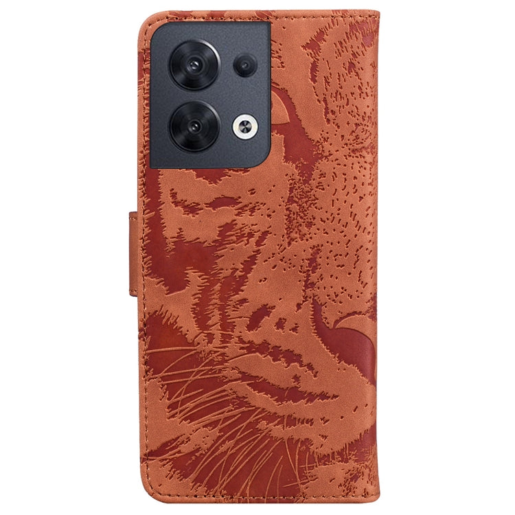 For OPPO Reno8 Tiger Embossing Pattern Flip Leather Phone Case