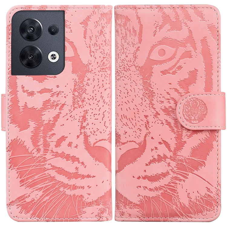 For OPPO Reno8 Tiger Embossing Pattern Flip Leather Phone Case