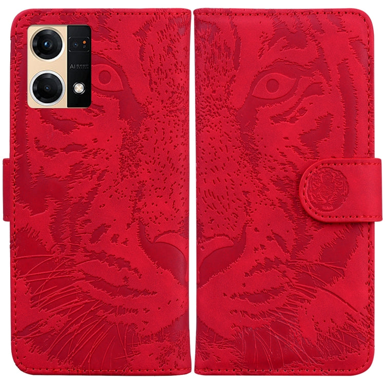 For OPPO Reno7 4G Tiger Embossing Pattern Flip Leather Phone Case
