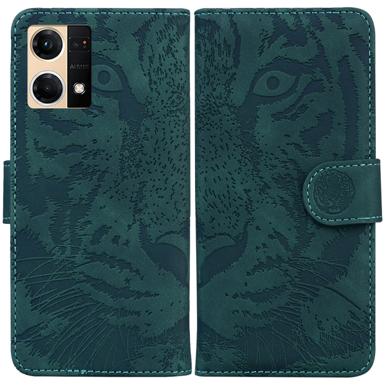 For OPPO Reno7 4G Tiger Embossing Pattern Flip Leather Phone Case
