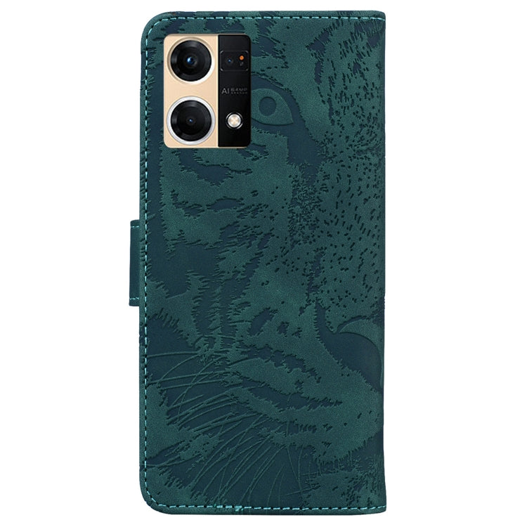For OPPO Reno7 4G Tiger Embossing Pattern Flip Leather Phone Case