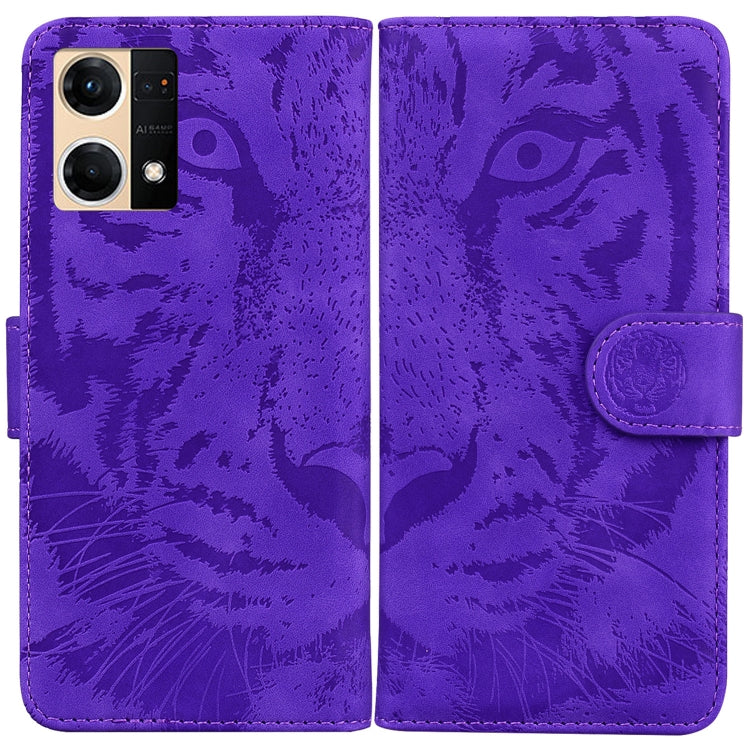 For OPPO Reno7 4G Tiger Embossing Pattern Flip Leather Phone Case