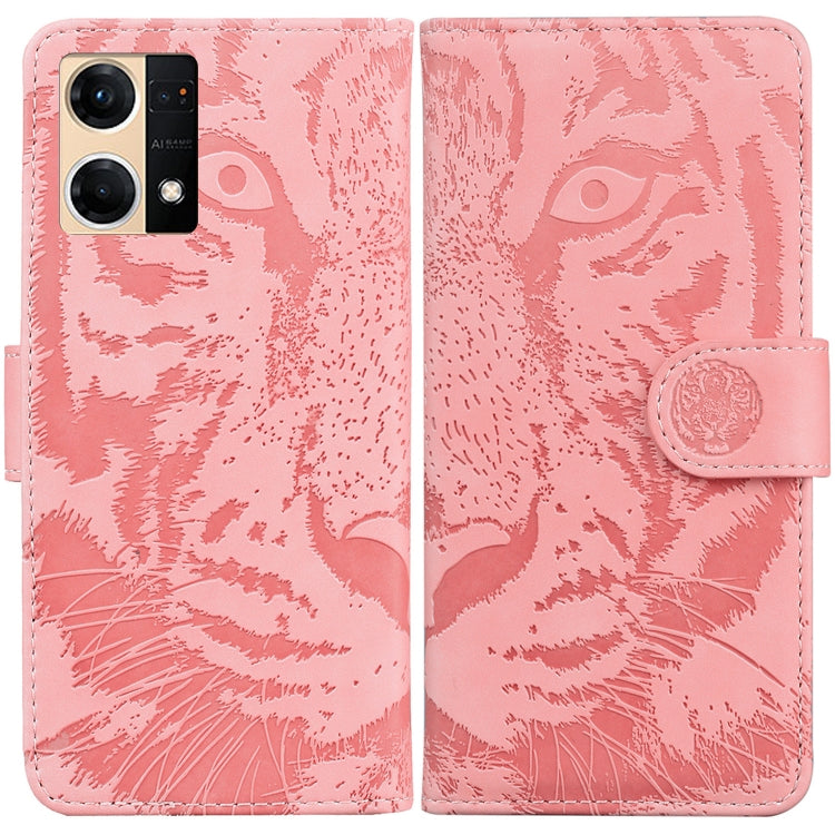 For OPPO Reno7 4G Tiger Embossing Pattern Flip Leather Phone Case