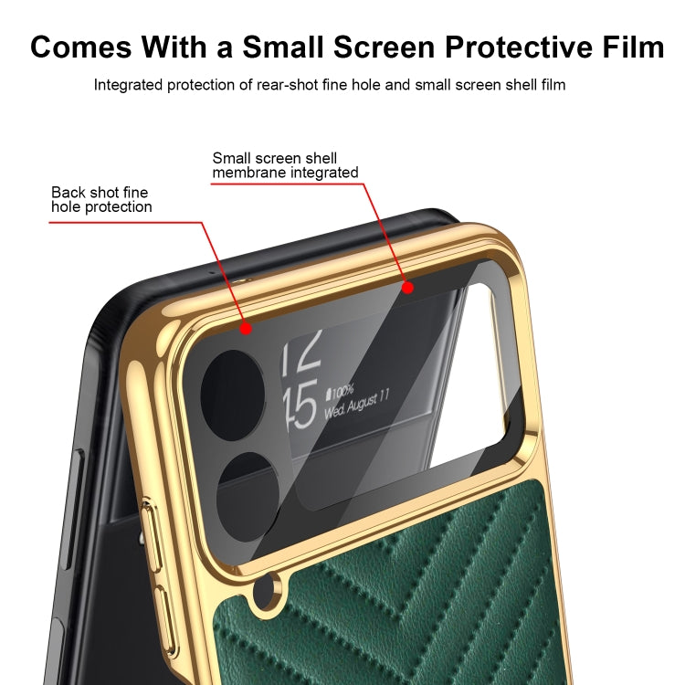 For Samsung Galaxy Z Flip4 GKK Integrated Plating Vegan Leather Phone Case with Ring
