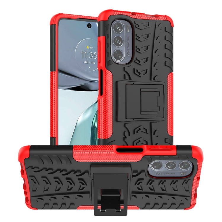 For Motorola Moto G62 5G Tire Texture TPU + PC Phone Case with Holder