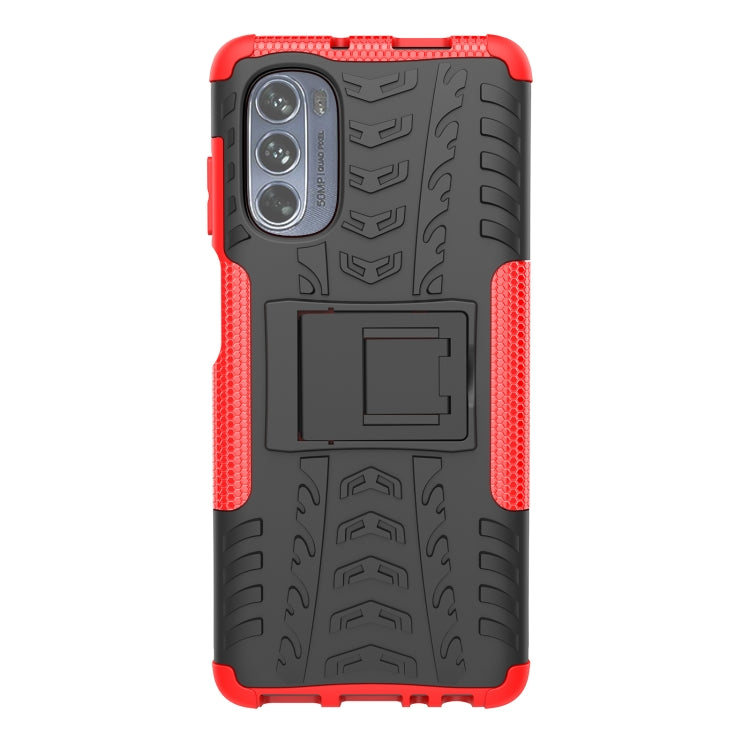 For Motorola Moto G62 5G Tire Texture TPU + PC Phone Case with Holder