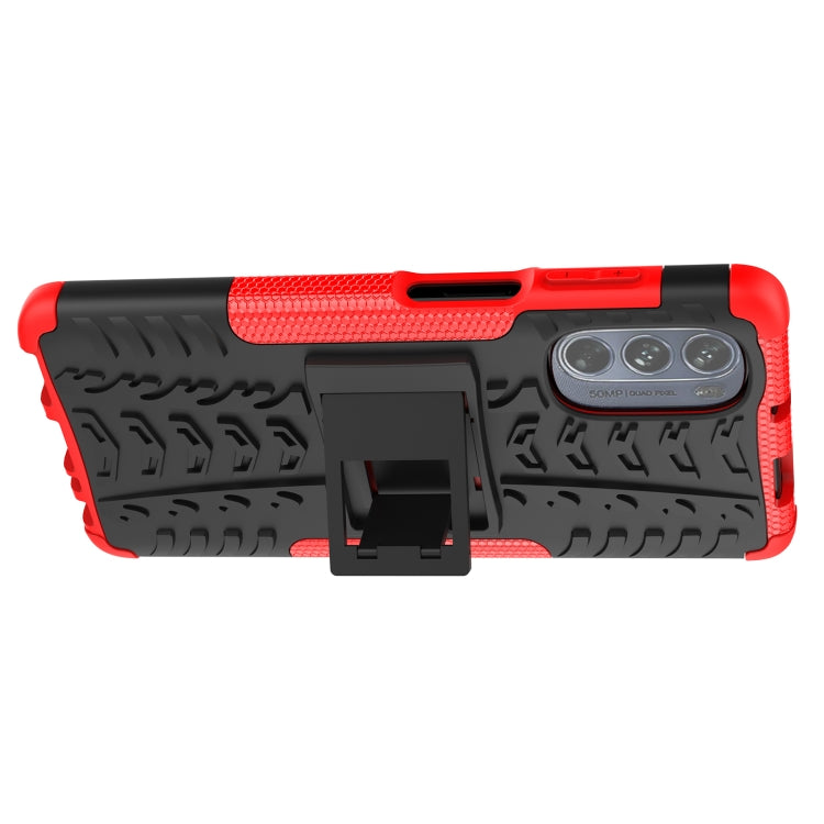 For Motorola Moto G62 5G Tire Texture TPU + PC Phone Case with Holder