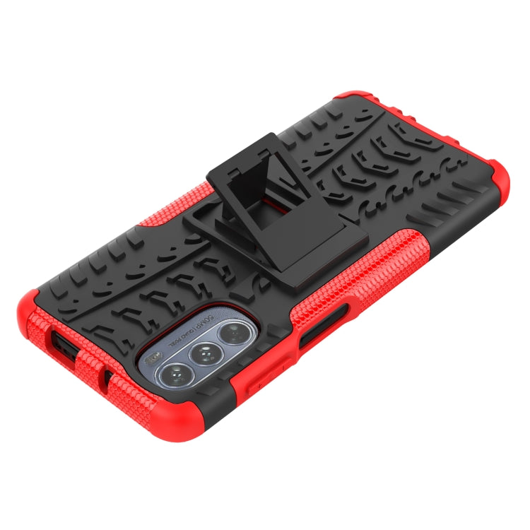 For Motorola Moto G62 5G Tire Texture TPU + PC Phone Case with Holder