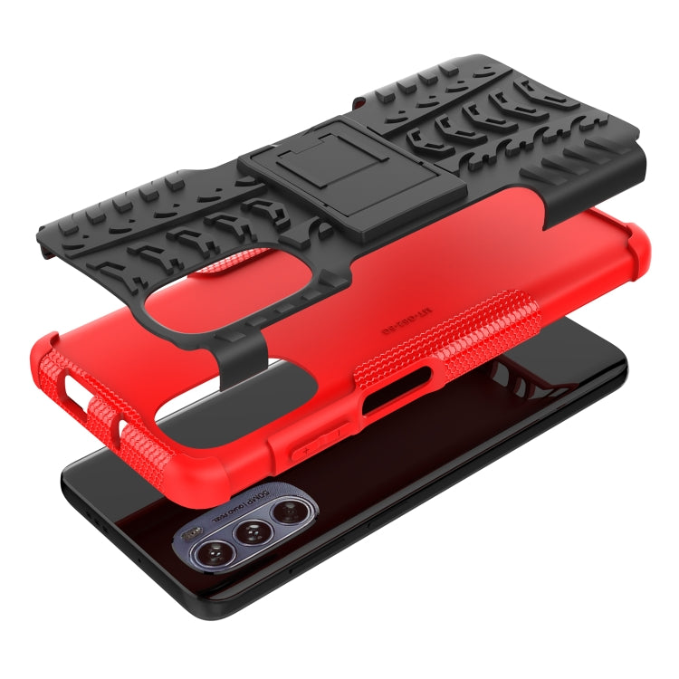 For Motorola Moto G62 5G Tire Texture TPU + PC Phone Case with Holder