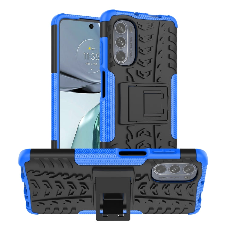 For Motorola Moto G62 5G Tire Texture TPU + PC Phone Case with Holder